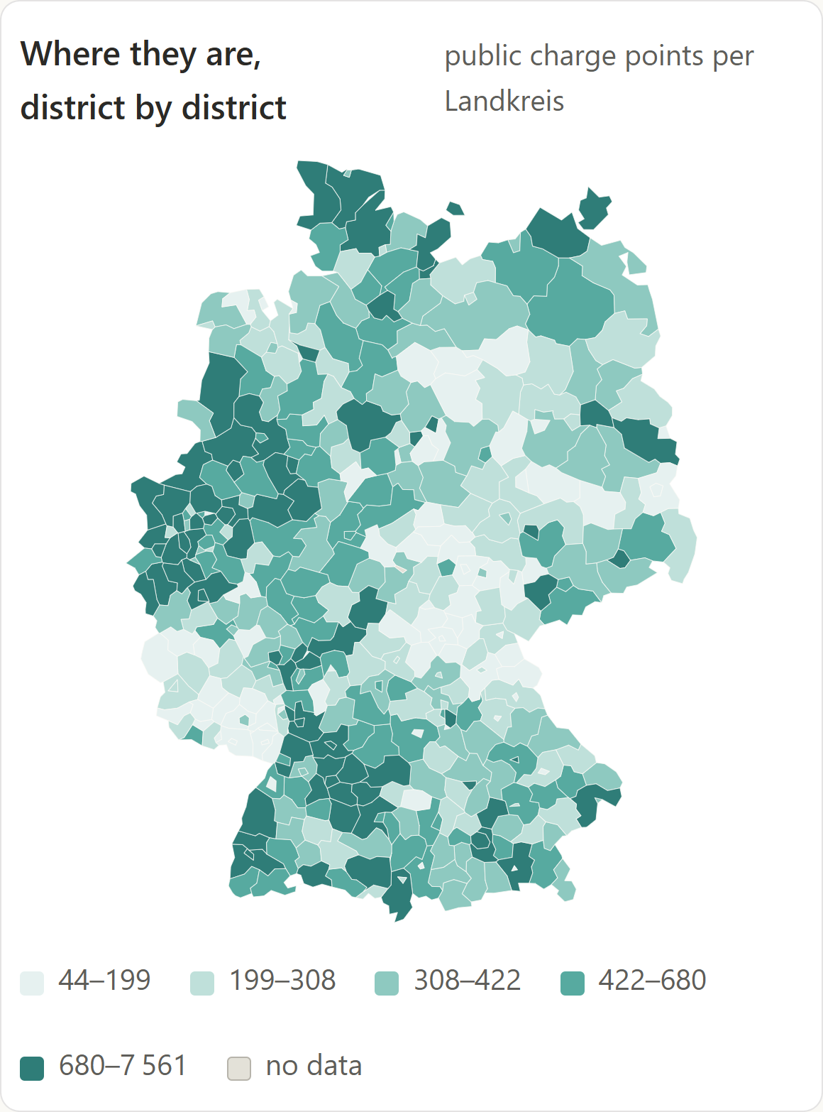 Germany's public charge points by Landkreis, the lead map of the Charging Network view
