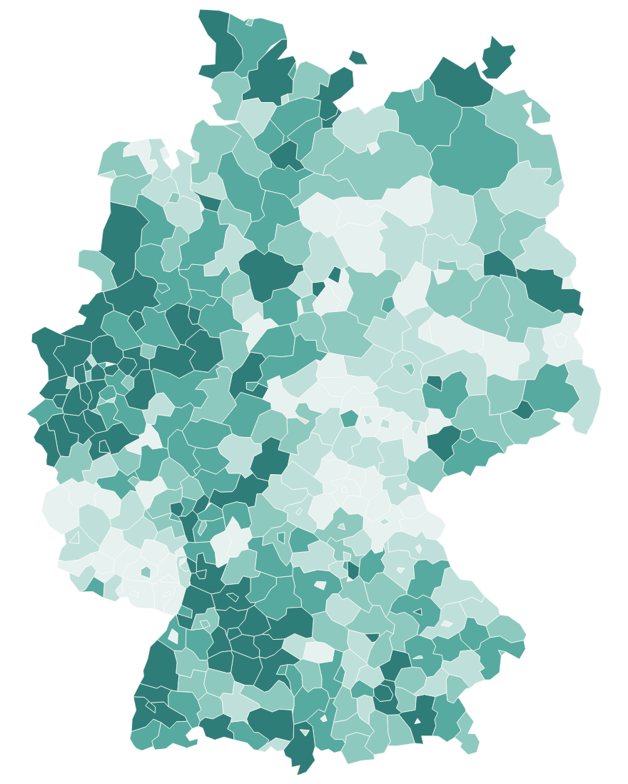 Public charge points per Landkreis — choropleth of Germany